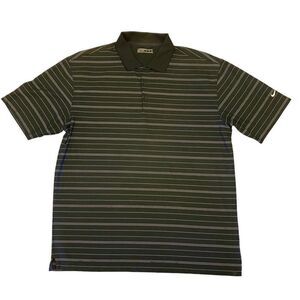 Nike Golf Black Pinstripe‎ FitDry Polo Short Sleeve Shirt Size Large